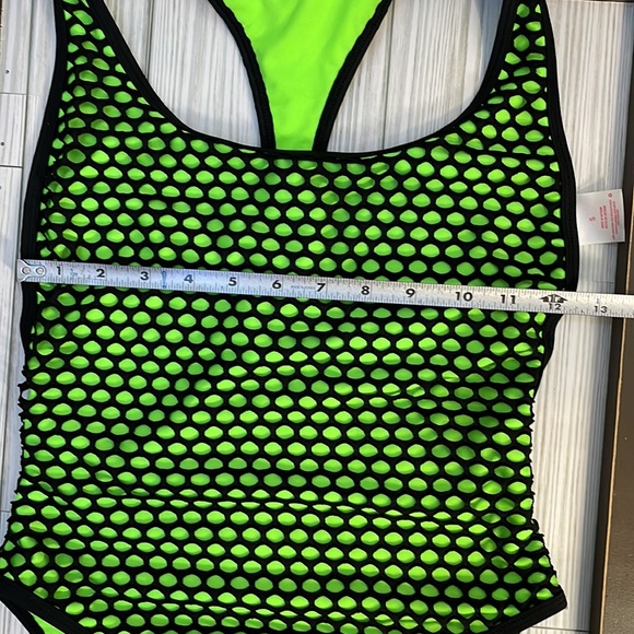 💥 Lime Green & Black Net One Piece Swimsuit | Small - Picture 8 of 12